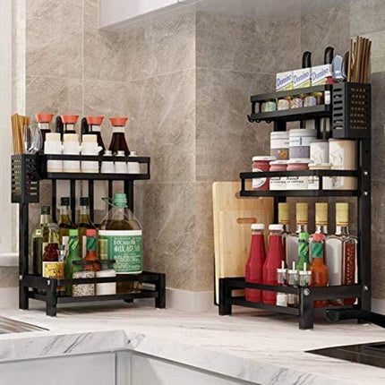 CARLA HOME 2-Tier Kitchen Spice Rack Organizer Storage Shelf for Condiments, Oil Bottles, Utensils, Cutting Board & More.