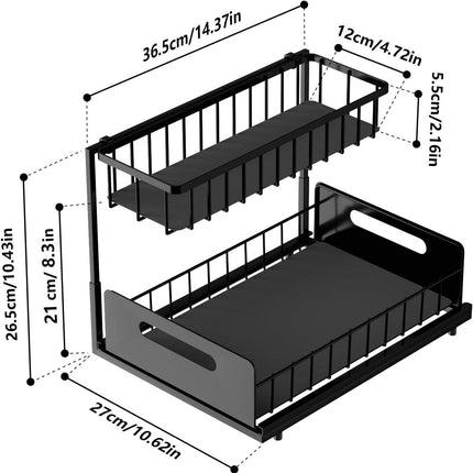 CARLA HOME 2 Pack Under Sink Organiser with Sliding Drawers for Kitchen & Bathroom.