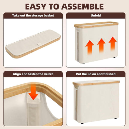 CARLA HOME 2 Pack Toilet Paper Storage Basket Holds Up to 12 Rolls with Bamboo Lid and Handle for RV Closet (White).