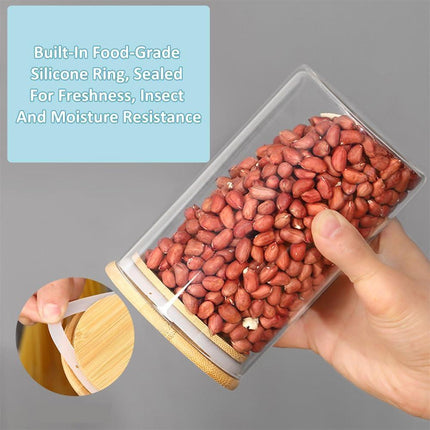 CARLA HOME 12 Pack Glass Storage Jars with Bamboo Lids for Kitchen Pantry, Pasta, Snacks, Cookies, Candy & More.
