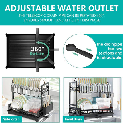 CARLA HOME Dish Drying Rack 2-Tier Kitchen Drainer with Drainboard.