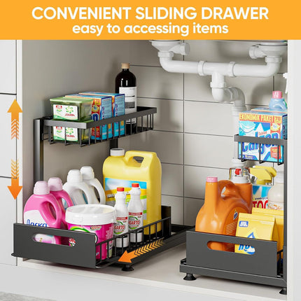 CARLA HOME 6 Tier Over the Door Organizer with Adjustable Metal Pantry Storage Rack and Hanging Baskets for Kitchen and Bathroom.