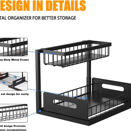 CARLA HOME 6 Tier Over the Door Organizer with Adjustable Metal Pantry Storage Rack and Hanging Baskets for Kitchen and Bathroom.