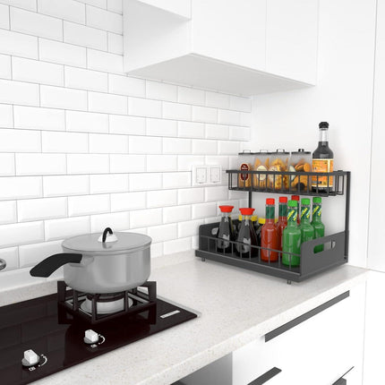 CARLA HOME 6 Tier Over the Door Organizer with Adjustable Metal Pantry Storage Rack and Hanging Baskets for Kitchen and Bathroom.
