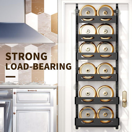 CARLA HOME 6 Tier Over the Door Organizer with Adjustable Metal Pantry Storage Rack and Hanging Baskets for Kitchen and Bathroom.