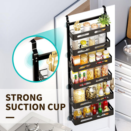 CARLA HOME 6 Tier Over the Door Organizer with Adjustable Metal Pantry Storage Rack and Hanging Baskets for Kitchen and Bathroom.