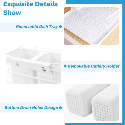 CARLA HOME 2-Tier Dish Drying Rack for Kitchen Counter with Removable Drip Tray, Utensil Holder and Cutlery Organizer.