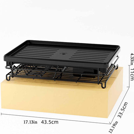 CARLA HOME 2-Tier Dish Drying Rack for Kitchen Counter with Drainboard, Utensil Holder, Cup Rack & Cutlery Organizer.