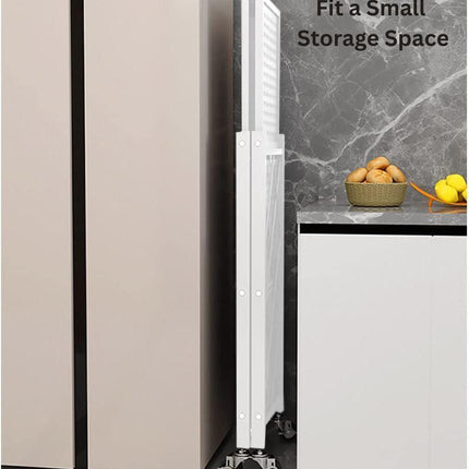 CARLA HOME 3-Tier Foldable Storage Shelf with Wheels for Kitchen, Garage, Pantry or Basement (White).