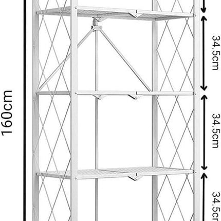 CARLA HOME 5-Tier Foldable Storage Shelf with Wheels for Kitchen, Garage, Pantry or Basement (White).