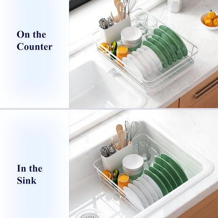 CARLA HOME Dish Drying Rack for Kitchen Counter with Removable Drip Tray, Utensil Holder and Cutlery Organizer.