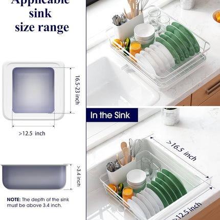 CARLA HOME Dish Drying Rack for Kitchen Counter with Removable Drip Tray, Utensil Holder and Cutlery Organizer.