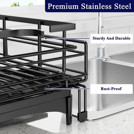 CARLA HOME Expandable Dish Drying Rack with Drainage Spout, Utensil Holder & Drainboardfor Kitchen Countertop Organizer (1 tier).