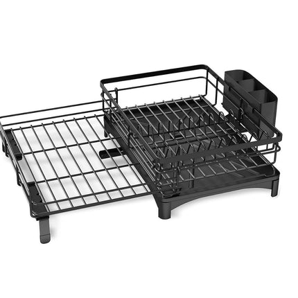 CARLA HOME Expandable Dish Drying Rack with Drainage Spout, Utensil Holder & Drainboardfor Kitchen Countertop Organizer (1 tier).