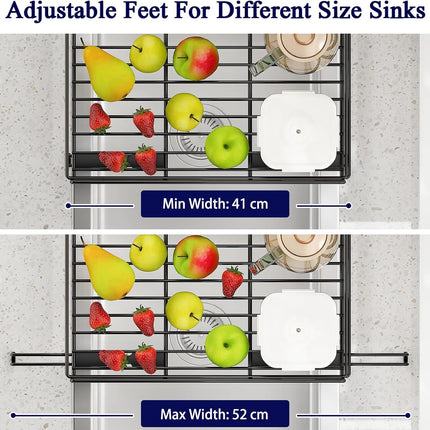 CARLA HOME Expandable Dish Drying Rack with Drainage Spout, Utensil Holder & Drainboardfor Kitchen Countertop Organizer (2 tier).