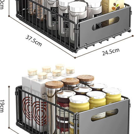 CARLA HOME 2 Pack Pullout Cabinet Kitchen Organizer Drawers with No-Drilling and Adhesive Design for Pantry & Cabinets.