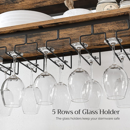 CARLA HOME Large Wine Rack with Glass Holder, Metal Designed Bottle Holder and Wood Countertop up to Wine & Champagne Bottles.