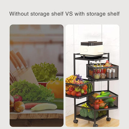 CARLA HOME Metal 5-Tier Rolling Vegetable and Fruit Basket Cart Stand for Kitchen & Storage.