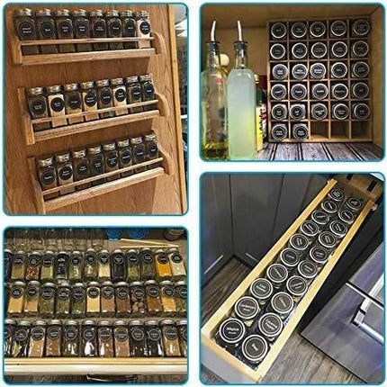 CARLA HOME 24 Glass Spice Jars with Lids, Shaker Tops, 180 Spice Labels, White Pen & Funnel for Kitchen Organization, Spice Rack, Seasoning & Herb Storage.