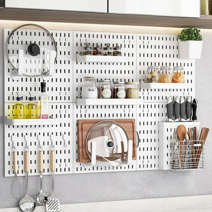 CARLA HOME Pegboard Wall Organizer Kit with 6 Modular Pegboards & 21 Accessories for Kitchen, Office, Gaming & Craft Storage.