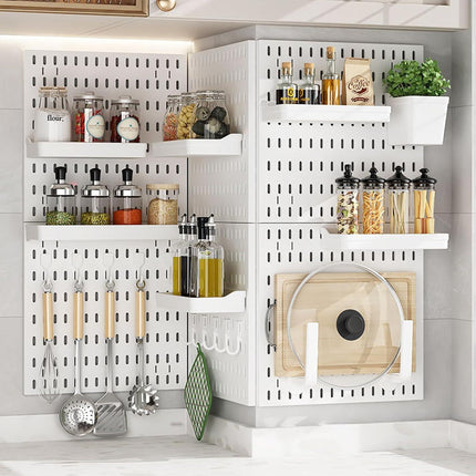 CARLA HOME Pegboard Wall Organizer Kit with 6 Modular Pegboards & 21 Accessories for Kitchen, Office, Gaming & Craft Storage.