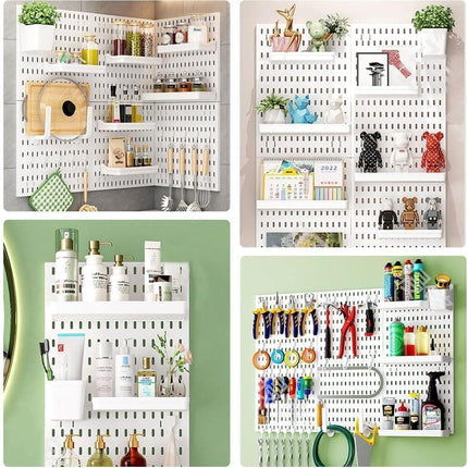 CARLA HOME Pegboard Wall Organizer Kit with 3 Modular Panels & 17 Accessories for Office, Gaming & Craft Storage.