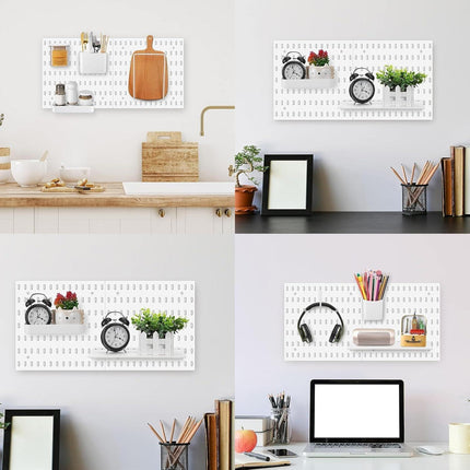 CARLA HOME Pegboard Wall Organizer Kit with 3 Modular Panels & 17 Accessories for Office, Gaming & Craft Storage.
