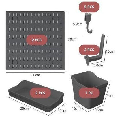 CARLA HOME Pegboard Wall Organizer Kit – 2 Black Modular Pegboards with 10 Accessories for Office, Gaming & Home Storage.