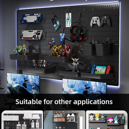 CARLA HOME Pegboard Wall Organizer Kit – 2 Black Modular Pegboards with 10 Accessories for Office, Gaming & Home Storage.