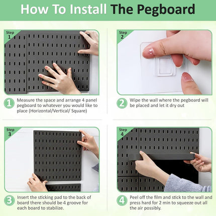 CARLA HOME Pegboard Wall Organizer Kit – 2 Black Modular Pegboards with 10 Accessories for Office, Gaming & Home Storage.