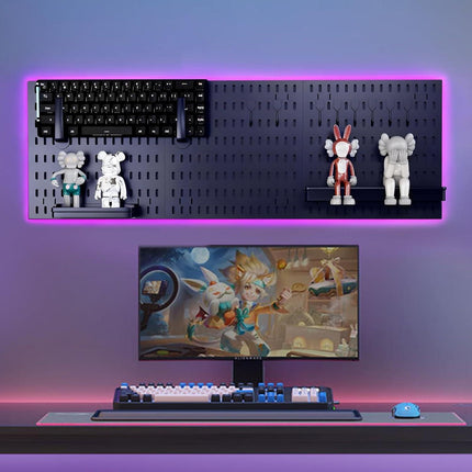 CARLA HOME Pegboard Wall Organizer Kit with 3 Modular Black Panels & 17 Accessories for Gaming, Office & Craft Storage.