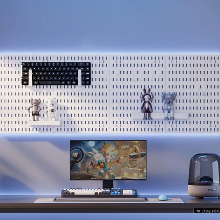 CARLA HOME Pegboard Wall Organizer Kit with 4 Modular Black Pegboards & 19 Accessories for Gaming, Office & Craft Storage (White).
