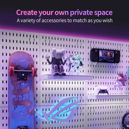 CARLA HOME Pegboard Wall Organizer Kit with 4 Modular Black Pegboards & 19 Accessories for Gaming, Office & Craft Storage (White).