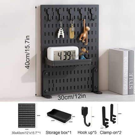 CARLA HOME Desk Pegboard Organizer Kit  with Hooks, Tray & Mount Ideal for Office, Gaming Setup & Home Workspace Organization (Black).
