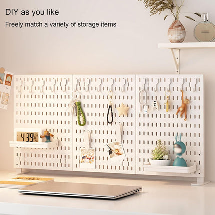 CARLA HOME Desk Pegboard Organizer Kit  with Hooks, Tray & Mount Ideal for Office, Gaming Setup & Home Workspace Organization (White).