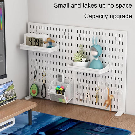 CARLA HOME 2 Pack Desk Pegboard Organizer Kit  with Hooks, Tray & Mount Ideal for Office, Gaming Setup & Home Workspace Organization (White).