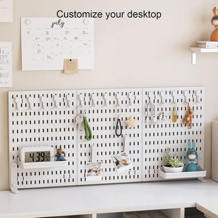 CARLA HOME 2 Pack Desk Pegboard Organizer Kit  with Hooks, Tray & Mount Ideal for Office, Gaming Setup & Home Workspace Organization (White).