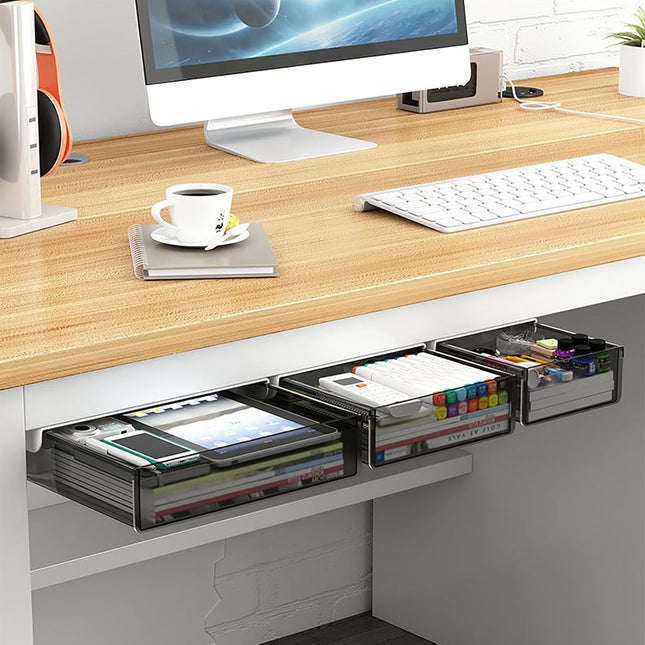 CARLA HOME 3‑Pack Under Desk Storage Drawers Hidden Pull‑Out Organizer for Office & Home.