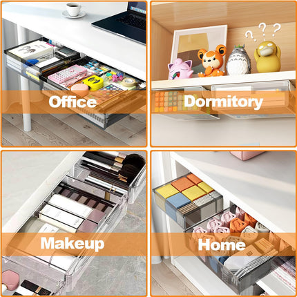 CARLA HOME 3‑Pack Under Desk Storage Drawers Hidden Pull‑Out Organizer for Office & Home.