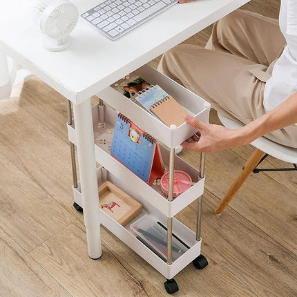 CARLA HOME Slim Storage Cart Organizer Trolley with Wheels for Kitchen, Bathroom, Laundry & Narrow Spaces (3 tier).