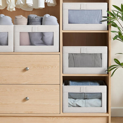 CARLA HOME 6 Pack Closet Storage Bins with Clear Window for Shelves, Clothes, Toys, Wardrobe & Bedroom Organization.