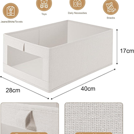 CARLA HOME 6 Pack Closet Storage Bins with Clear Window for Shelves, Clothes, Toys, Wardrobe & Bedroom Organization.