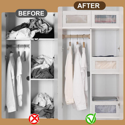 CARLA HOME 6 Pack Closet Storage Bins with Clear Window for Shelves, Clothes, Toys, Wardrobe & Bedroom Organization.