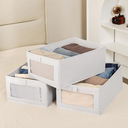 CARLA HOME 6 Pack Closet Storage Bins with Clear Window for Shelves, Clothes, Toys, Wardrobe & Bedroom Organization.