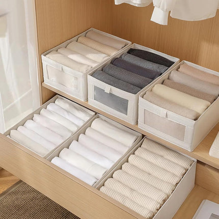 CARLA HOME 6 Pack Closet Storage Bins with Clear Window for Shelves, Clothes, Toys, Wardrobe & Bedroom Organization.