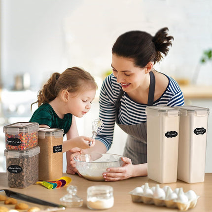 CARLA HOME 8 Piece Airtight Food Storage Containers Set with Lids & Labels for Kitchen Storage.
