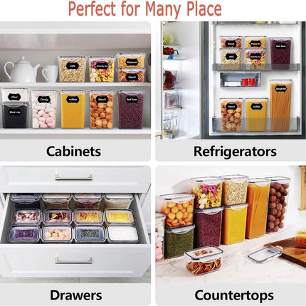 CARLA HOME 8 Piece Airtight Food Storage Containers Set with Lids & Labels for Kitchen Storage.