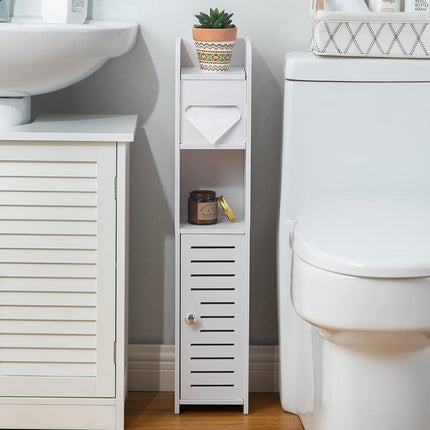 CARLA HOME Slim Bathroom Cabinet with Toilet Paper Holder for Toilet or Laundry Room.
