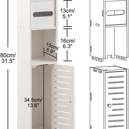 CARLA HOME Slim Bathroom Cabinet with Toilet Paper Holder for Toilet or Laundry Room.