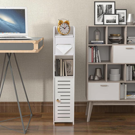 CARLA HOME Slim Bathroom Cabinet with Toilet Paper Holder for Toilet or Laundry Room.